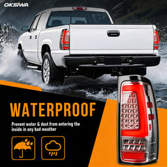 LED Tail Lights for 1999-2006 GMC Sierra & 1999-2002 Chevy Silverado Clear Lens Plug & Play-6