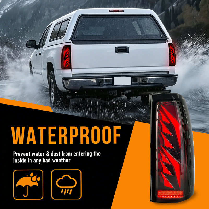 Sequential Smoked LED Tail Lights for 1999-2006 GMC Sierra & 1999-2002 Chevy Silverado Plug & Play Waterproof-6