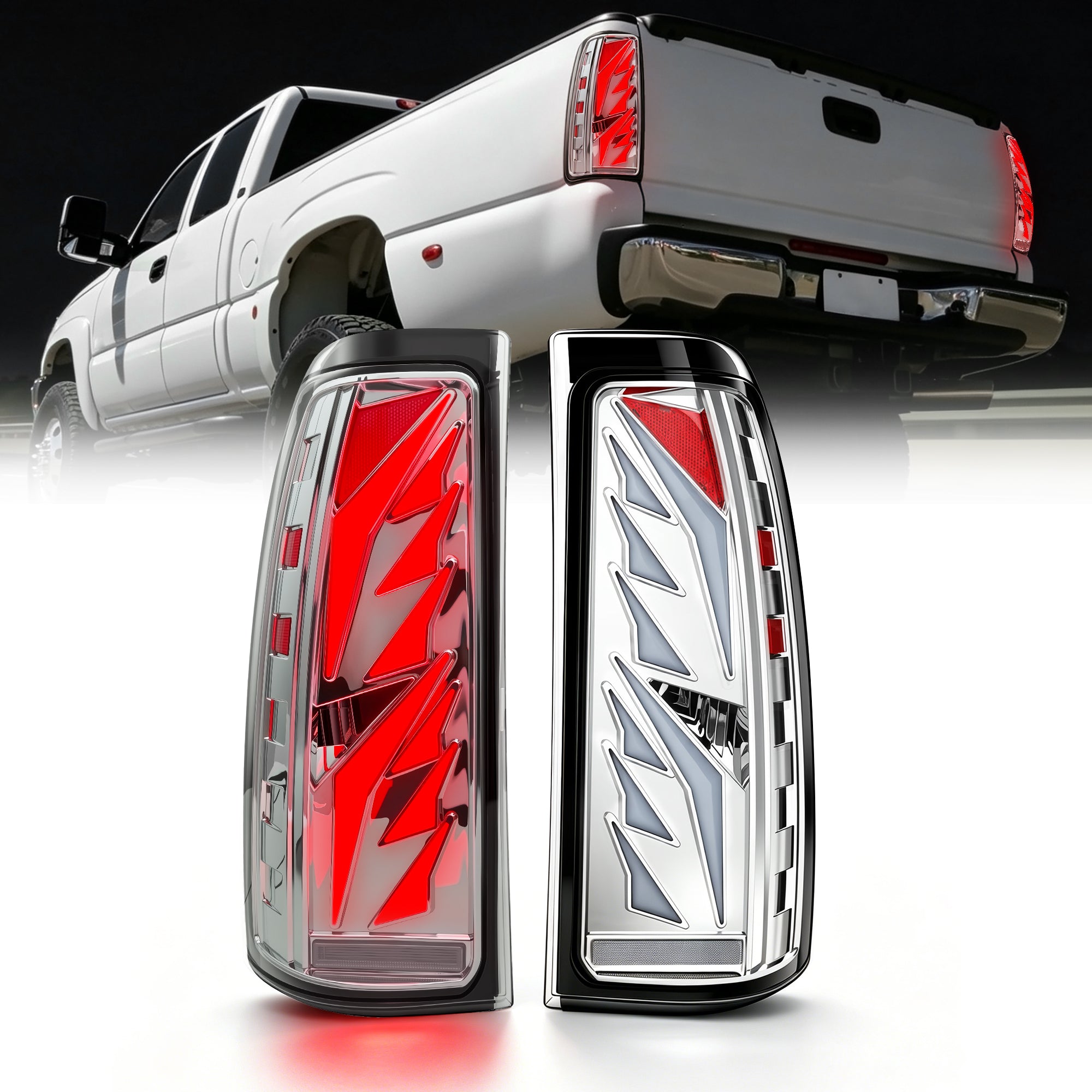 Sequential Clear LED Tail Lights with Startup Animation for 2003-2006 Chevy Silverado Plug & Play Waterproof-7
