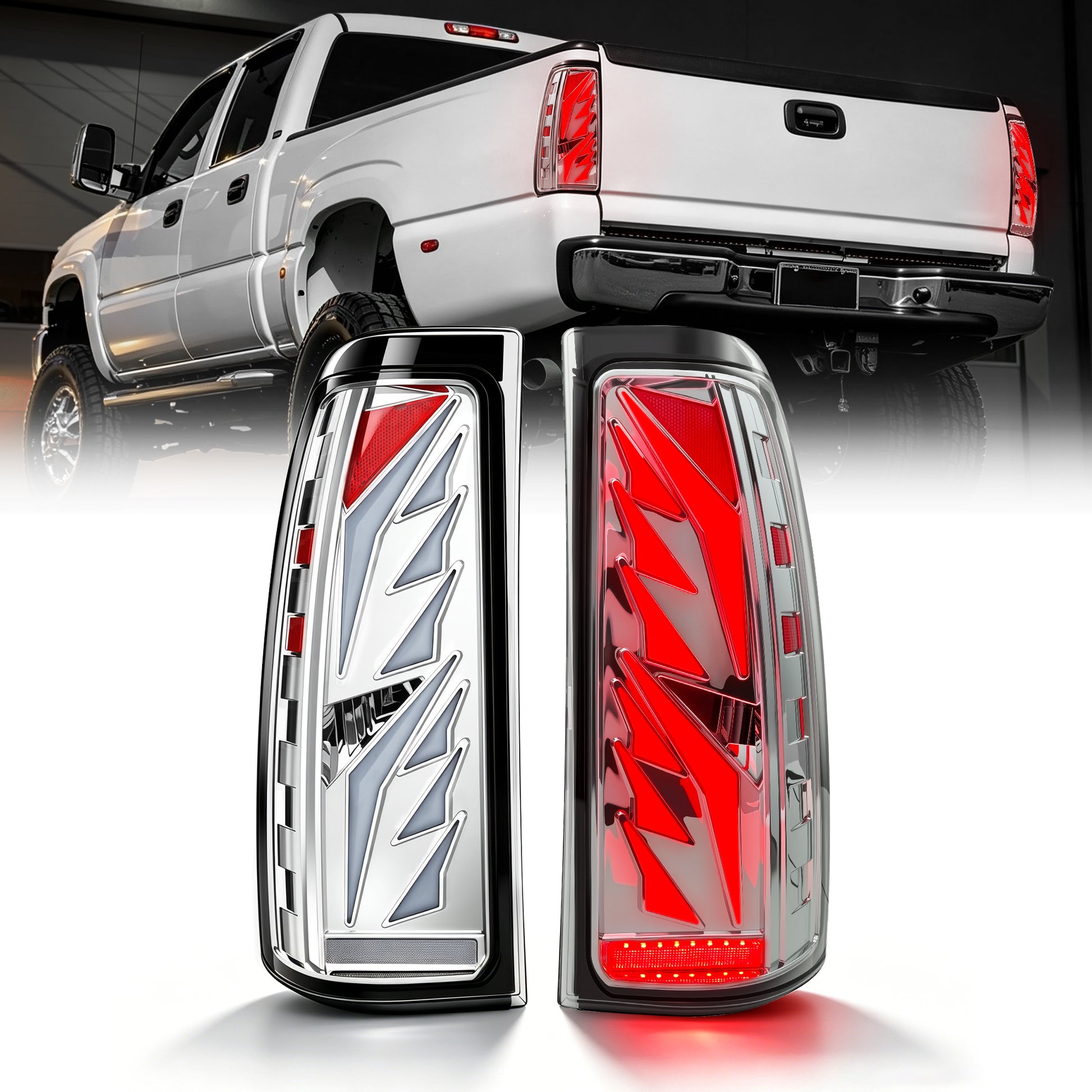 Sequential LED Tail Lights with Startup Animation for 1999-2006 GMC Sierra & 1999-2002 Chevy Silverado Clear Lens Plug & Play-7