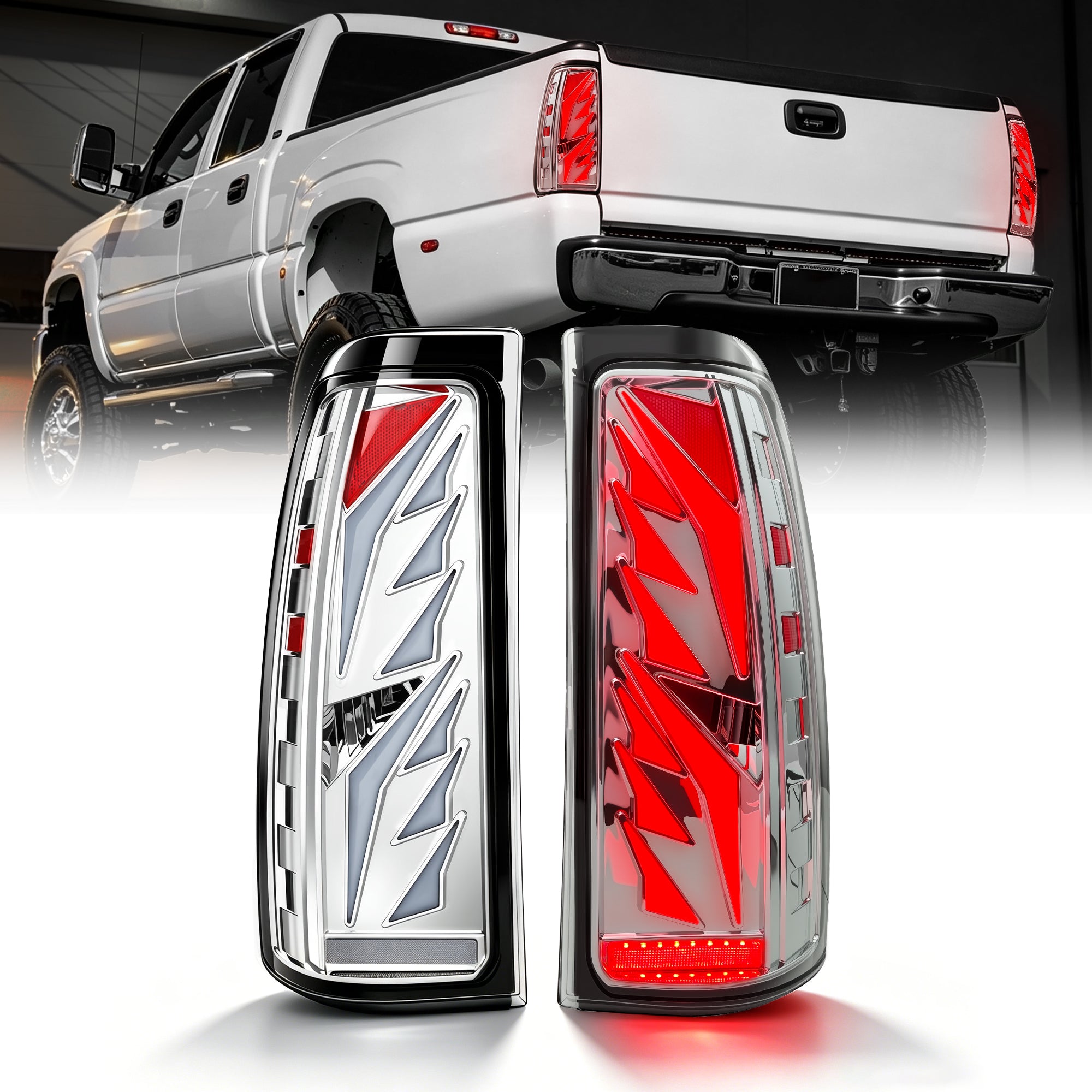 Sequential LED Tail Lights with Startup Animation for 1999-2006 GMC Sierra & 1999-2002 Chevy Silverado Clear Lens Plug & Play-7