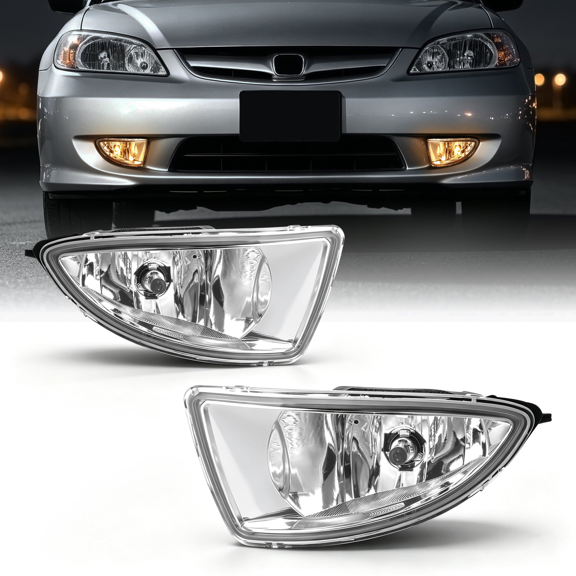 DOT Approved Halogen Fog Light for 2004–2005 Honda Civic Coupe & Sedan,  1 Pair