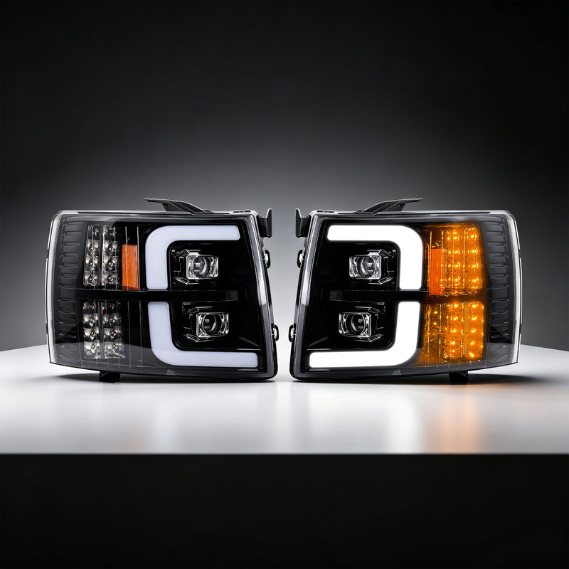 LED Dual Project Headlights Compatible with 2007-2014 Chevy Silverado-9