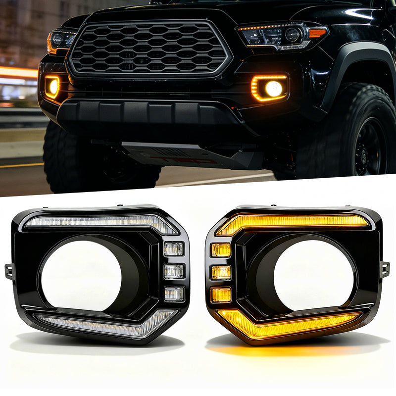 OKSIWA LED Front Bumper Fog Light for 2016-2023 Tacoma, DRL Daytime Running Lights with Amber Turn Signal, LED Fog Lamps Assemblies | 1 Pair-1