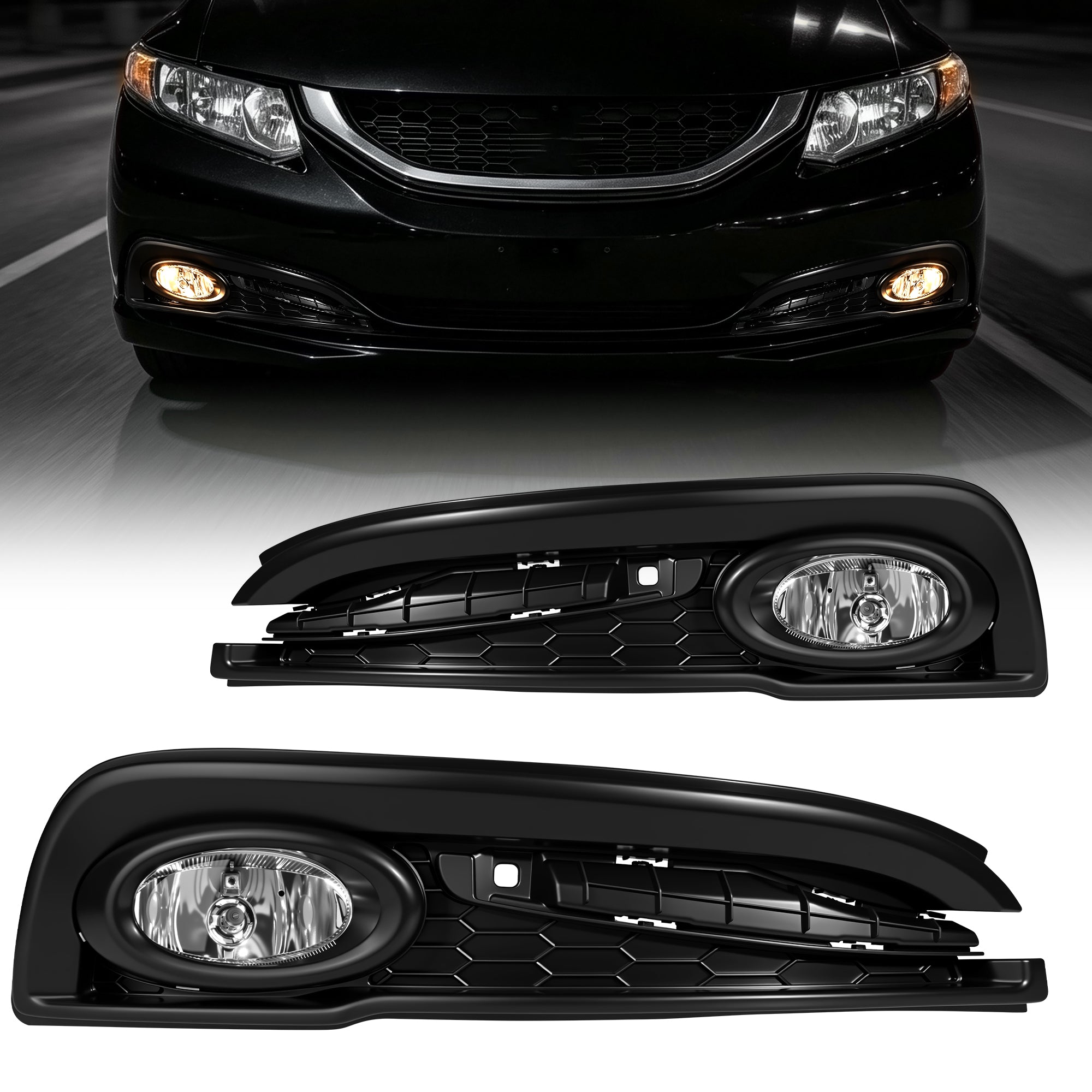 DOT Approved Fog Light for 2013–2015 Honda Civic Sedan, Plug & Play, IP67 Waterproof, 1 Pair