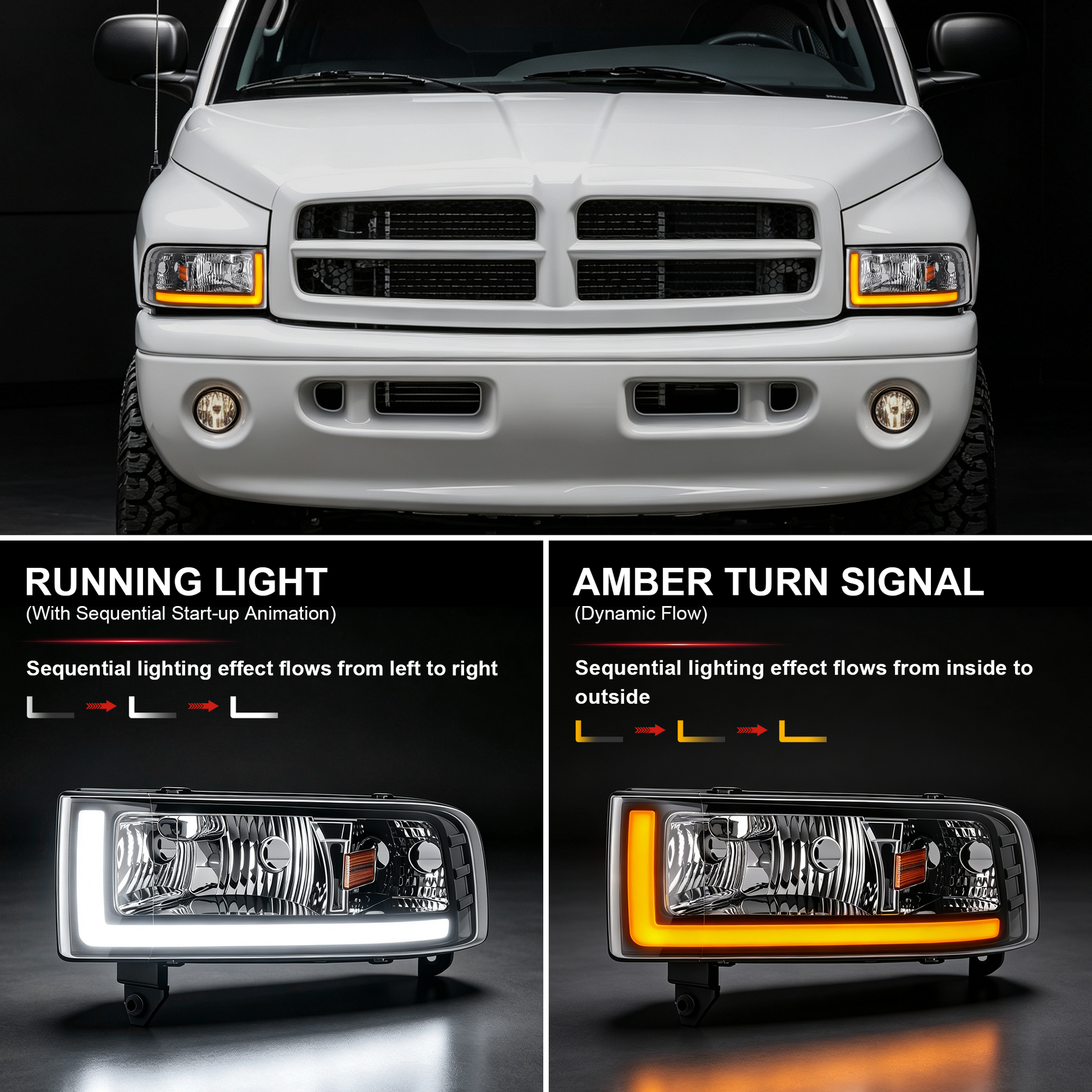 Headlight for 1994–2001 Dodge Ram 1500 & 1994–2002 Ram 2500 3500-2
