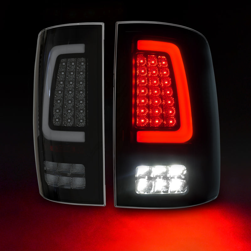 OKSIWA Full Led tail lights for 2009-2018 Dodge Ram Rear Light Assembly Turn Signal,Brake Light,Reverse Light Smoked 1 Pair Rear Lights-1