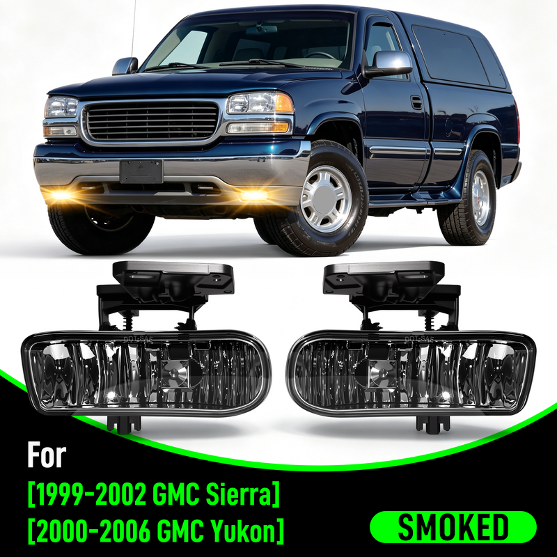 DOT Approved Halogen Fog Lights with Housing for 1999-2002 GMC Sierra & 2000-2006 GMC Yukon Plug & Play-1