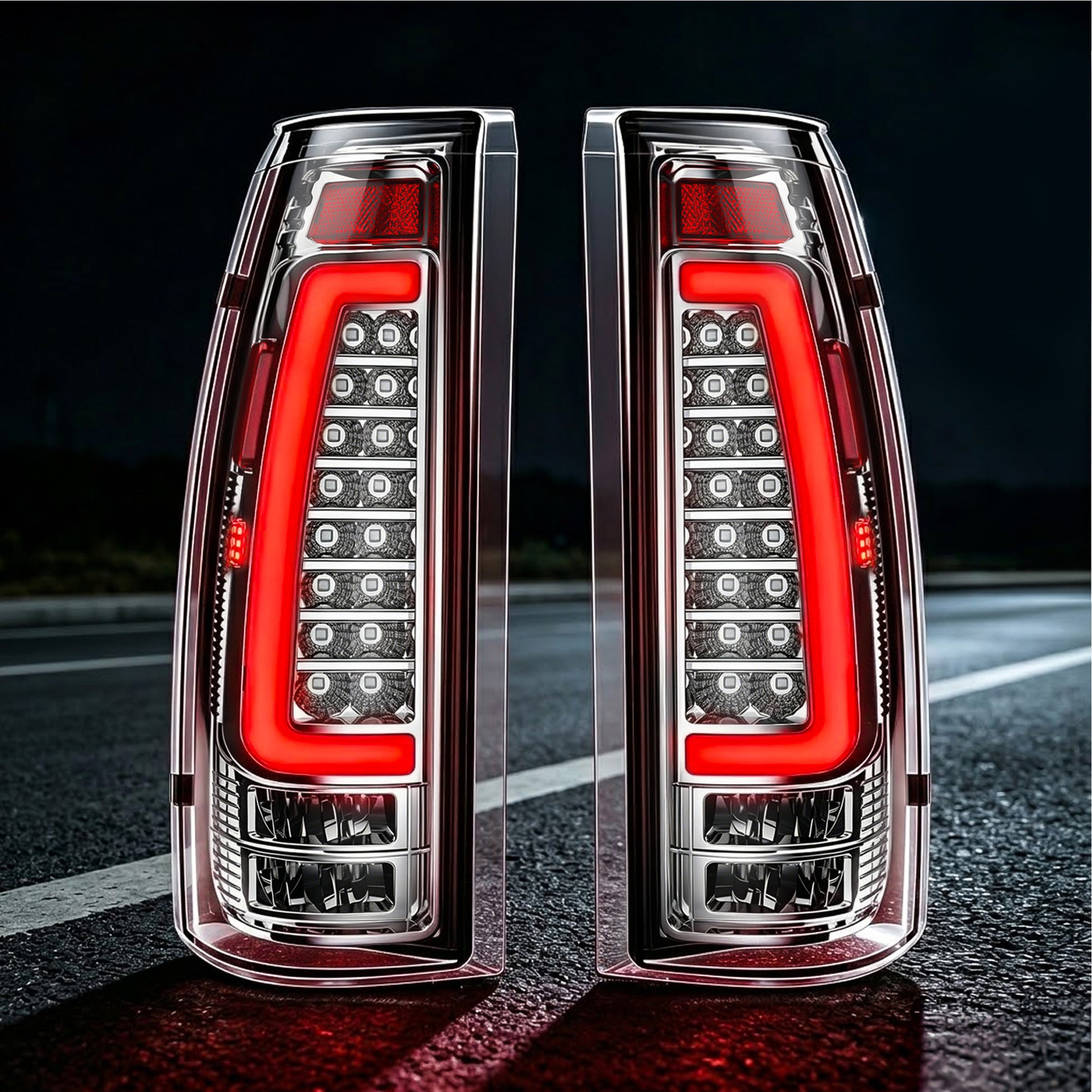 LED Tail Lights with Clear Lens for 1988-1998 Chevy GMC C/K Sierra, 92-99 Suburban Yukon, 95-99 Tahoe,Blazer,Cadillac Escalade Plug & Play-1