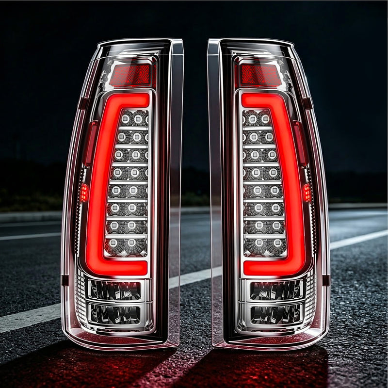 LED Tail Lights with Clear Lens for 1988-1998 Chevy GMC C/K Sierra, 92-99 Suburban Yukon, 95-99 Tahoe,Blazer,Cadillac Escalade Plug & Play-1