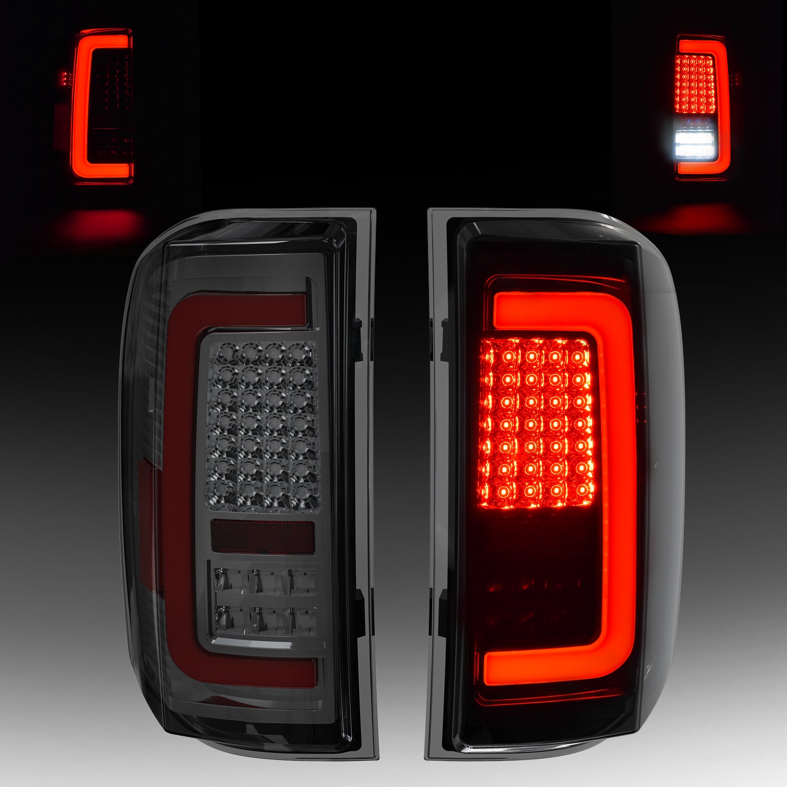 OKSIWA Full LED Tail Light for 2007-2013 Chevy Silverado 1500 2500HD 3500HD,Unique C Shaped Design Rear Light,Turn Signal,Smoked Lens Tail Lights,Brake,Reverse Light-1