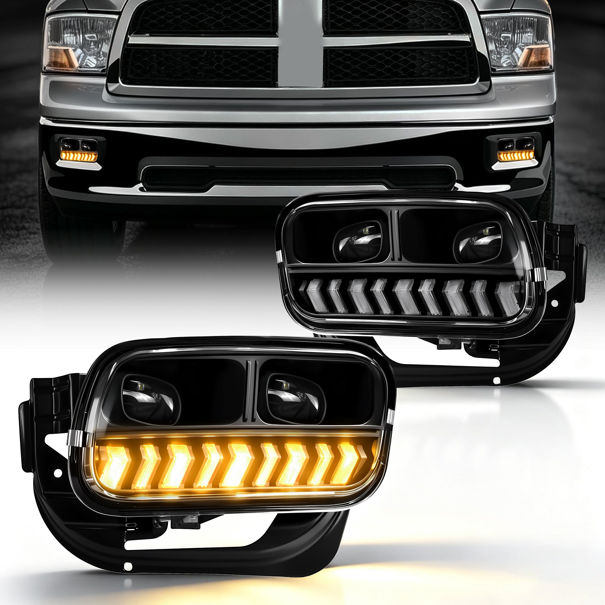 DOT Approved LED Fog Light with DRL for 2009–2012 Ram 1500, 2010–2018 Ram 2500 & 3500, 1 Pair
