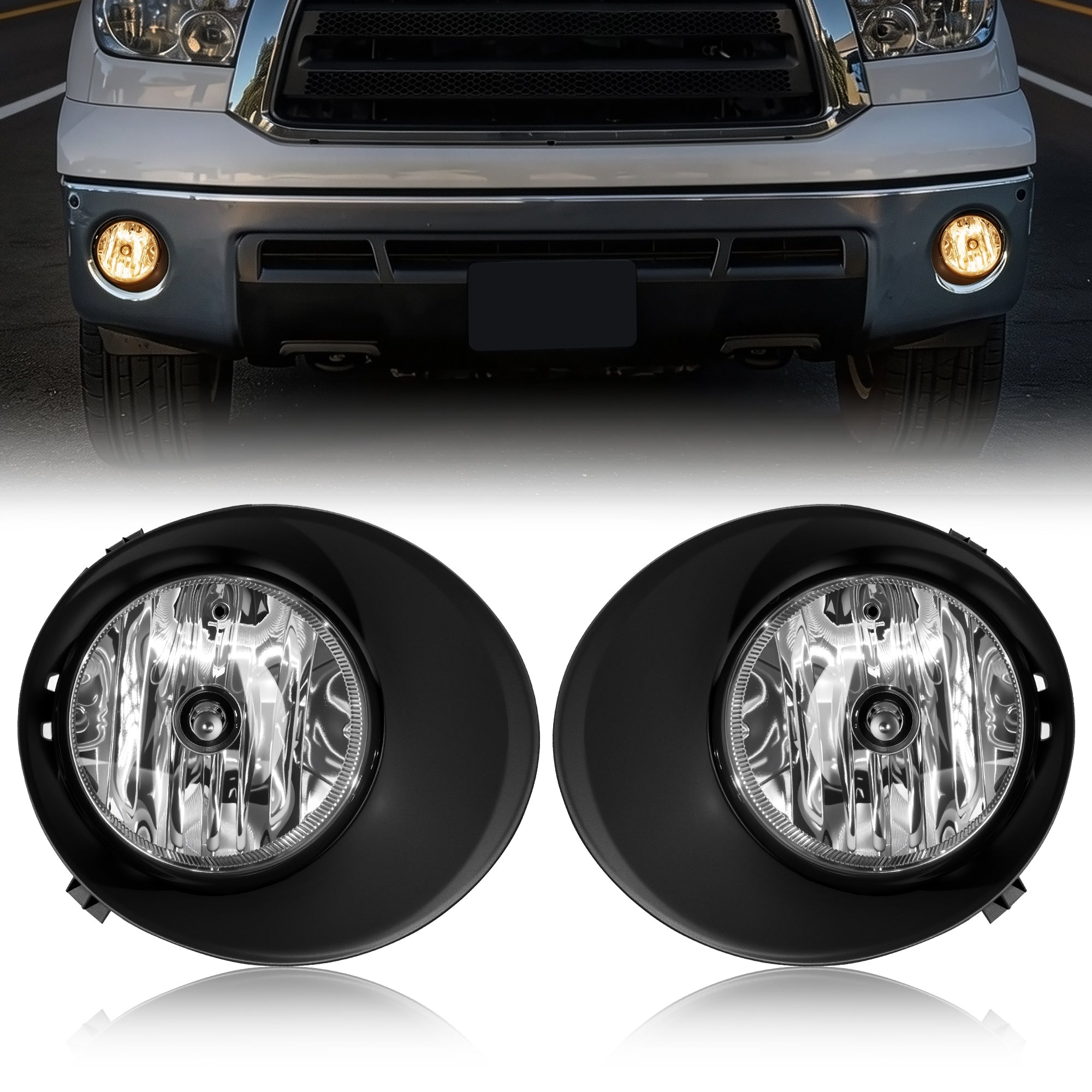 Fog Light Kit for 2007–2013 Toyota Tundra & 2008–2011 Sequoia, Plug & Play, Waterproof, Full Wiring Harness
