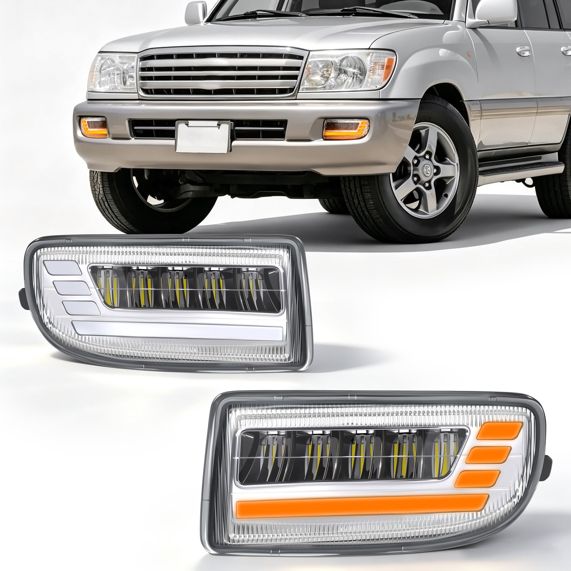 DOT Approved LED Fog Light with DRL for 1998–2007 Toyota Land Cruiser FJ100, 1 Pair