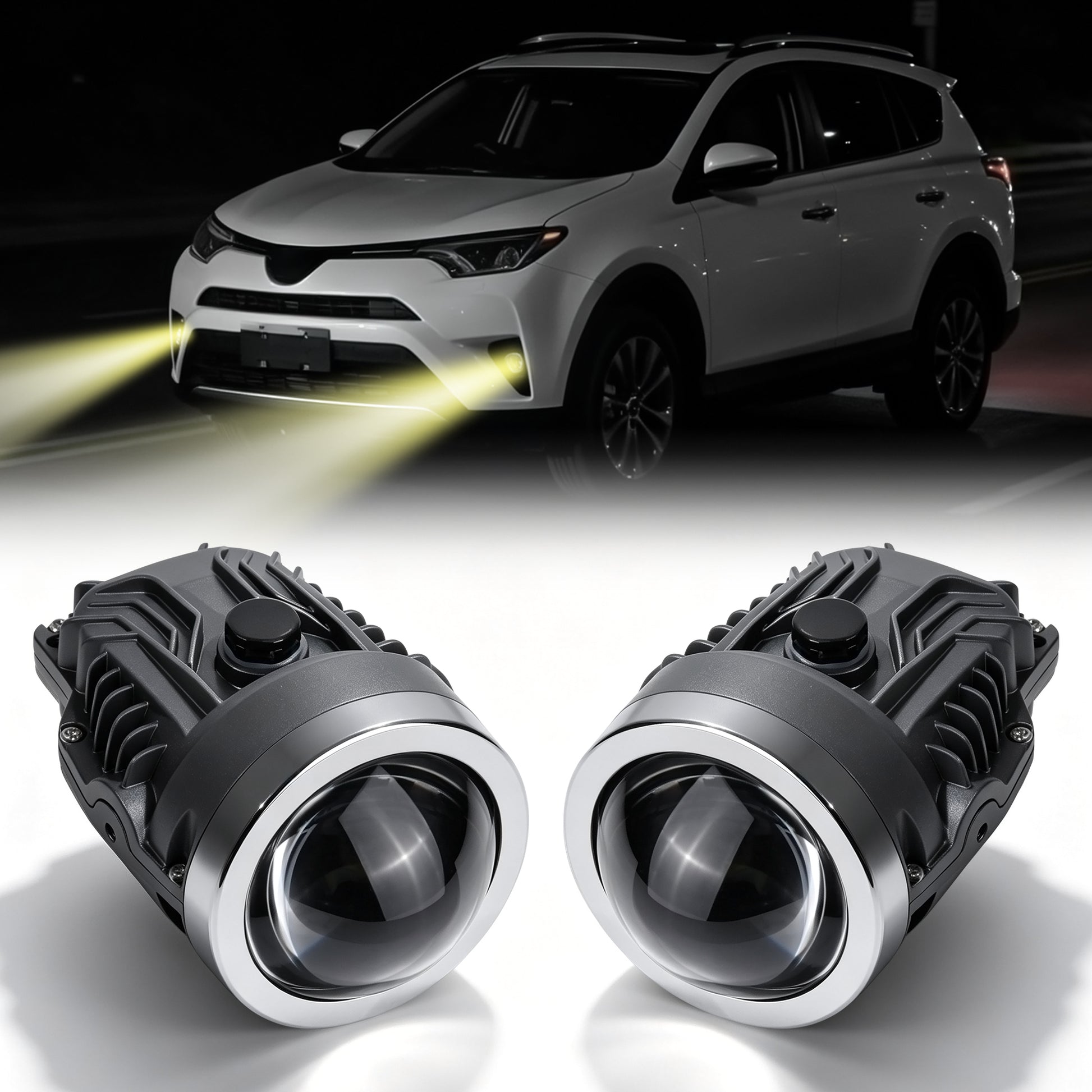 DOT Approved Laser LED Dual-Beam Fog Light, Universal Fit for Honda / Toyota / Acura / Lexus / Jeep / Chrysler / FIAT-1