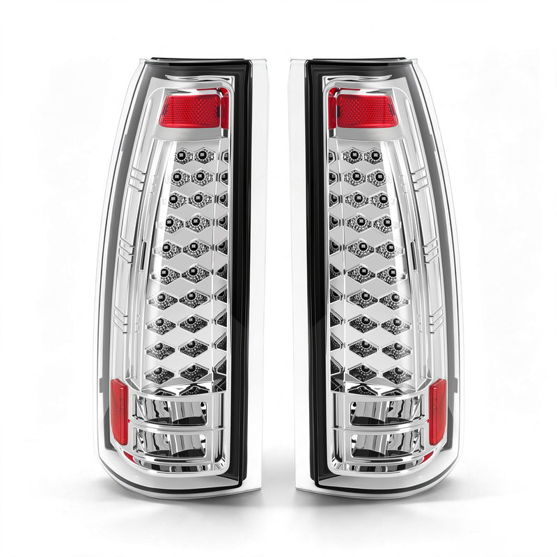 LED Tail Lights with Clear Lens for 1988-1998 Chevy GMC C/K Sierra, 92-99 Suburban Yukon, 95-99 Tahoe,Blazer,Cadillac Escalade Plug & Play-1