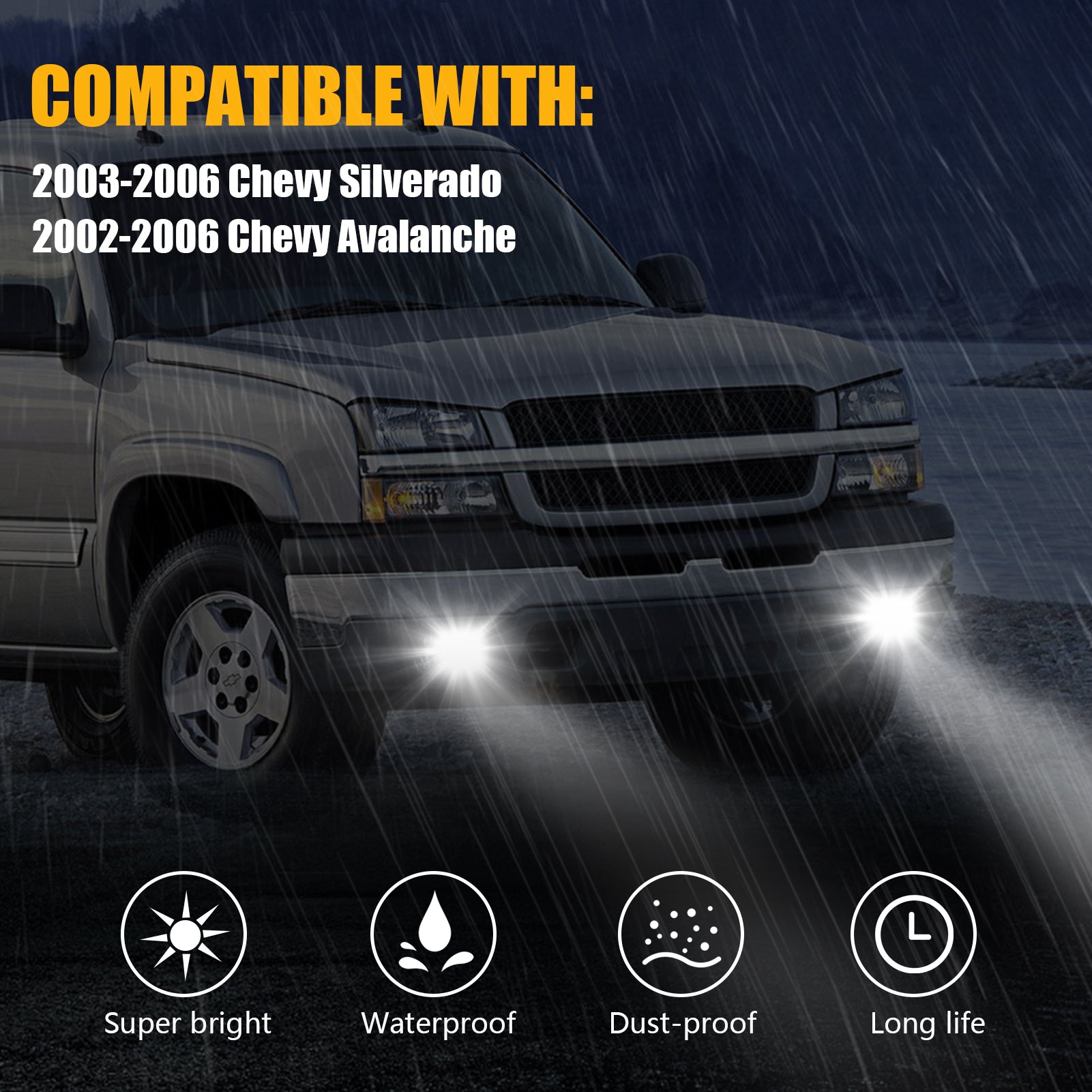 OKSIWA LED Fog Lights for Chevy Silverado 2003-2006 All Models,Avalanche 2002-2006,Pickup Truck Driving Fog Lamps, Fog Light Replacement Clear Lens