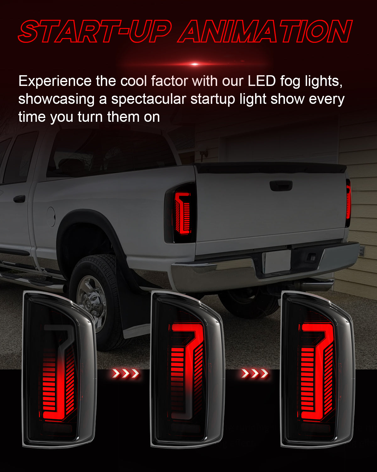 Oksiwa Sequential Full Led taillights for 2007-2008 dodge ram 1500 2007-2009 dodge ram 2500 3500 Starting Animated Rear Light Assembly, Dynamic Turn Signal,Brake Light,Reverse Light Smoked