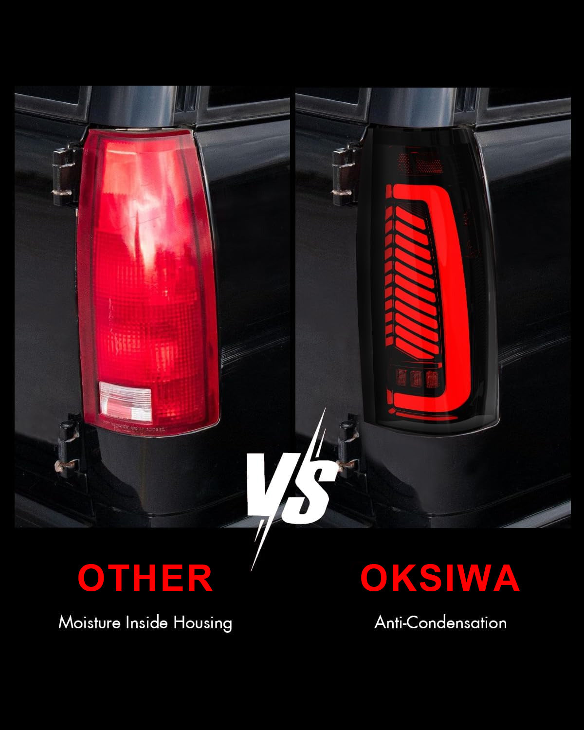 OKSIWA Sequential LED Tail Lights for 1988-1998 Chevy GMC C/K, Silverado, Sierra, 1992-1999 Suburban Yukon, 95-99 Tahoe, Pickup Truck Rear Lights with Start-Up Animation, Dynamic Turn Signals