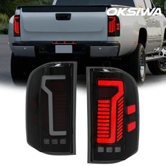 OKSIWA Sequential Led tail lights for 2007-2013 Chevy Silverado 1500 2500HD 3500HD Starting Animated Rear Light Assembly, Dynamic Turn Signal,Brake Light,Reverse Light Smoked-1