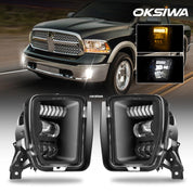 OKSIWA LED Fog Lights with Day Running Light Compatible For 2013-2018 Dodge Ram 1500,Amber Turn Signal,Pickup Bumper Driving Fog Lamps Replacement,with DRL Wiring Harness, Clear Lens
