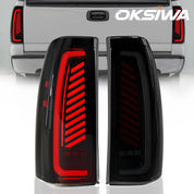 OKSIWA Sequential LED Tail Lights for 1999-2002 Chevy Silverado 1500/2500 & 1999-2006 GMC Sierra 1500/2500/3500 with Start-Up Animation, Dynamic Turn Signals, Brake Light,Reverse Light -Smoked