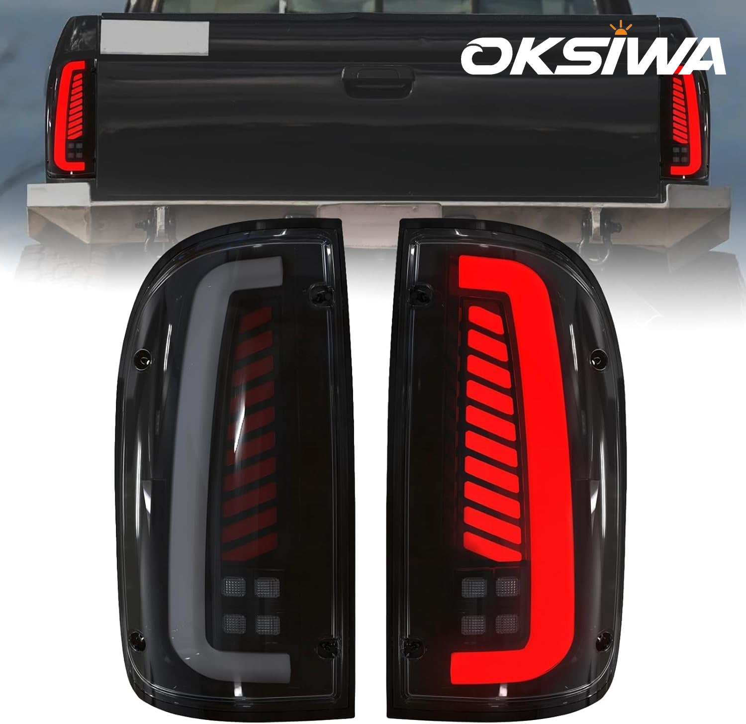 OKSIWA Sequential Full LED Tail Lights Compatible With 1995-2000 Toyota Tacoma,with Start-up Animation, Dynamic Turn Signal, Brake, Reverse Lights, Tail Lamp Rear Light Replacement-1