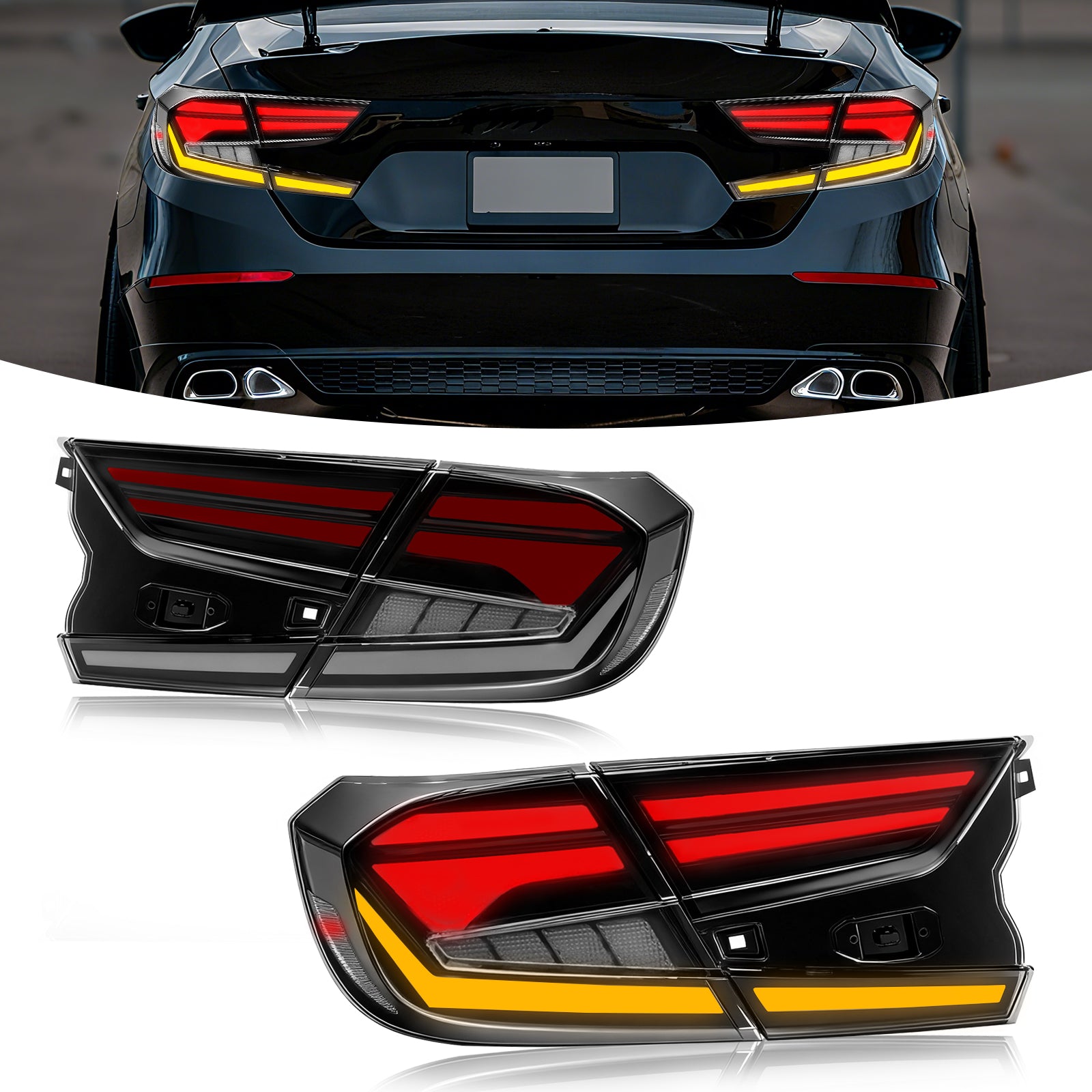 OKSIWA Full LED Tail Lights for Honda Accord 2018-2022,10th & 10.5th Gen Rear Lights with Start-Up Animation, Turn Signals, Brake Lights, and Reverse Lights-1
