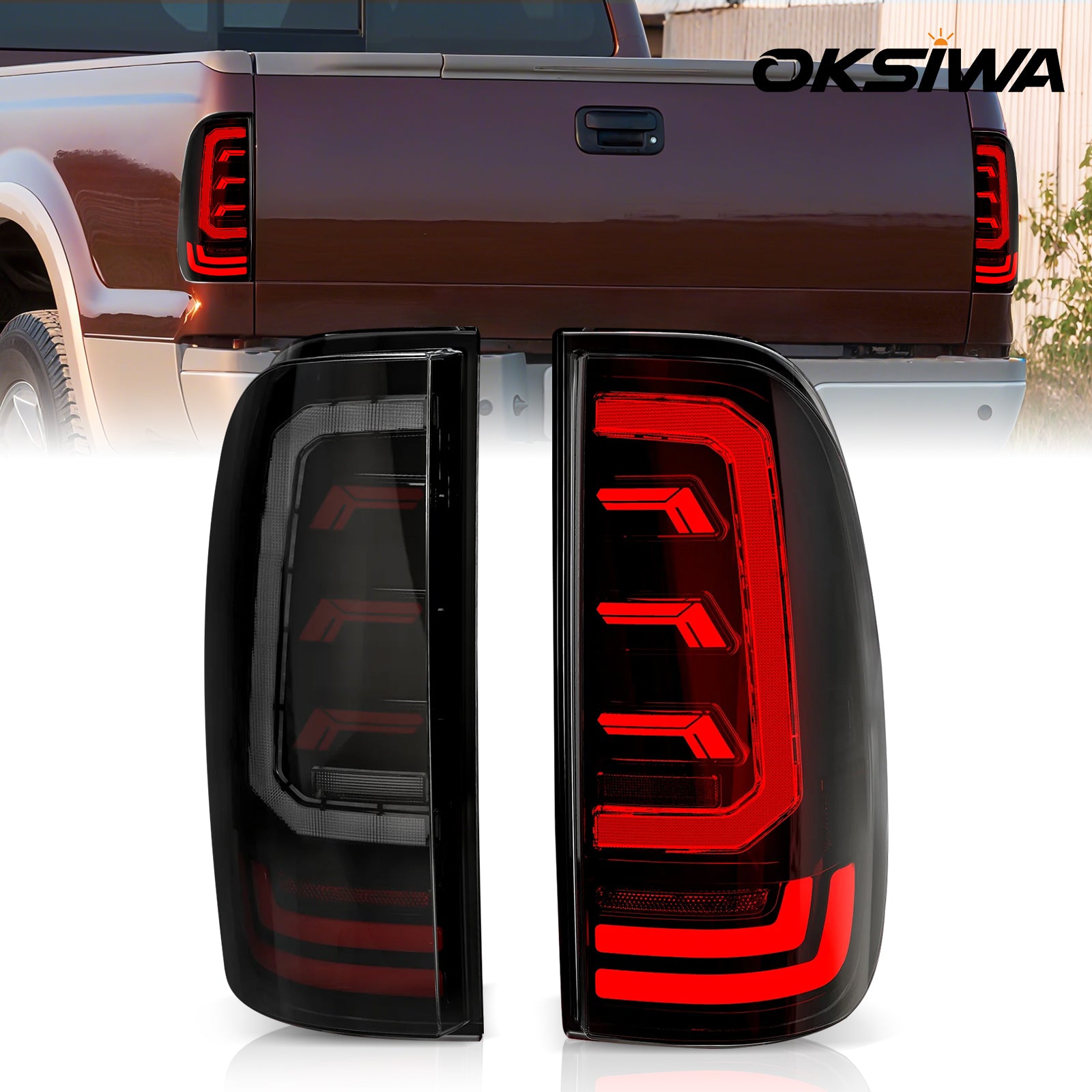 OKSIWA Sequential Full Led Tail Lights for Ford F250 F350 F450 2008-2016 Starting Animated, Dynamic Turn Signal,Brake Light,Reverse Light Smoked Rear Light Assembly-1