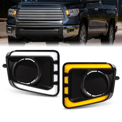 OKSIWA LED Front Bumper Fog Light DRL Compatible with 2014-2021 Toyota Tundra Replacement Front Bumper Trim, with DRL harness, Function as Dynamic Sequential Turn Signal Lights-1