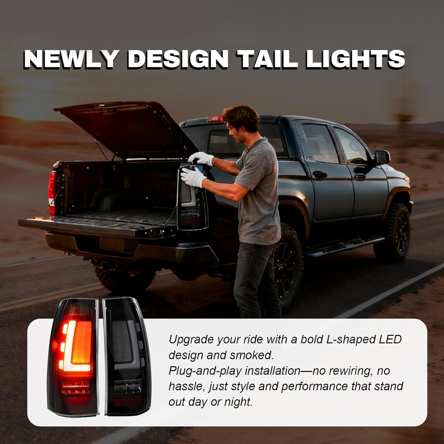 OKSIWA Full LED Tail Lights Assemble Compatible for 1999-2006 GMC Sierra 1500/2500/3500 & 1999-2002 Chevy Silverado 1500/2500 With Start-Up Animation, Dynamic Turn Signals, Brake Light,Reverse Light