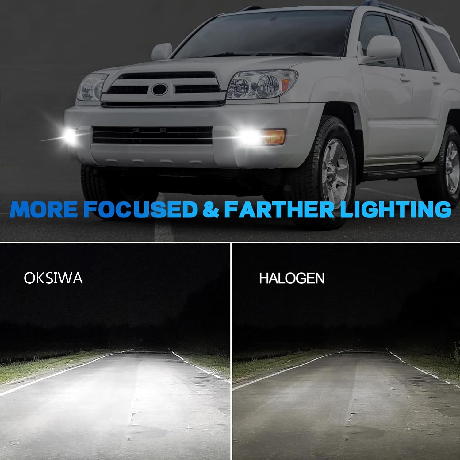 OKSIWA LED Fog Lights fit for Toyota 4Runner 2003 2004 2005, Front Driving Fog Lamps Assembly Replacement Kit (LED Fog Lights)