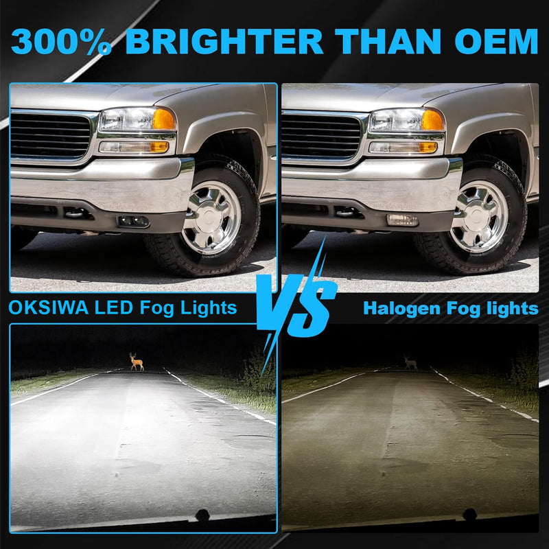 OKSIWA Fog Lights Replacement for 1999-2002 Chevy Silverado 1500/2500/3500 - Direct Fit Front Bumper Fog Lamp Assembly Pair (Left+Right) - Durable ABS Housing, Weather Resistant-2