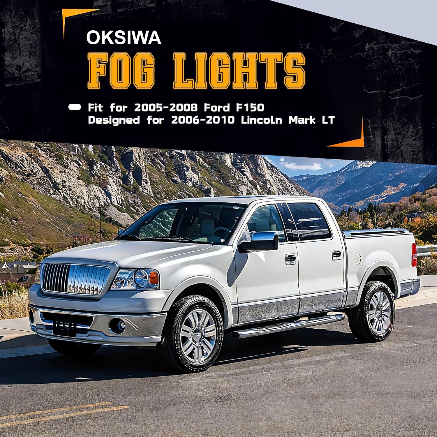 OKSIWA Front Driving Fog Lamps Assembly Fit for 2005 2006 2007 2008 Ford F150, 2006-2010 Lincoln Mark LT,DOT Certified - 1 Pair（Halogen Bulbs）-5