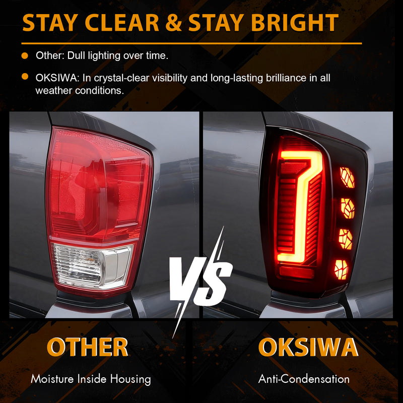 OKSIWA Full LED Tail Lights for 2016-2023 Toyota Tacoma with Smoked Lens & Dynamic Starting Animation (1 Pair)-5