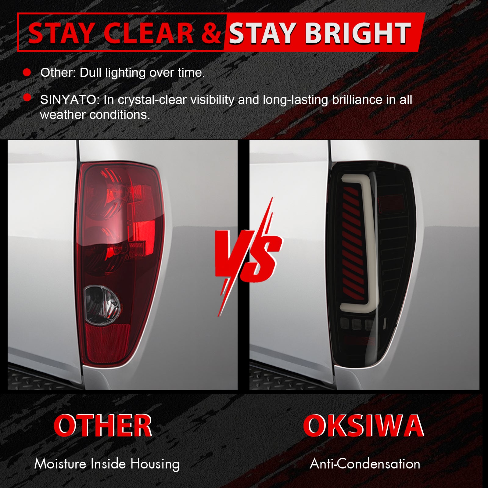 OKSIWA Full LED Tail Light Assembly for 2004-2012 Chevy Colorado/2004-2012 GMC Canyon/2006 Isuzu i-280/i-350/2007-2008 Isuzu i-290/i-370 - Animated Star-up, Dynamic Turn Signal, Brake, Reverse Lights,1 Pair