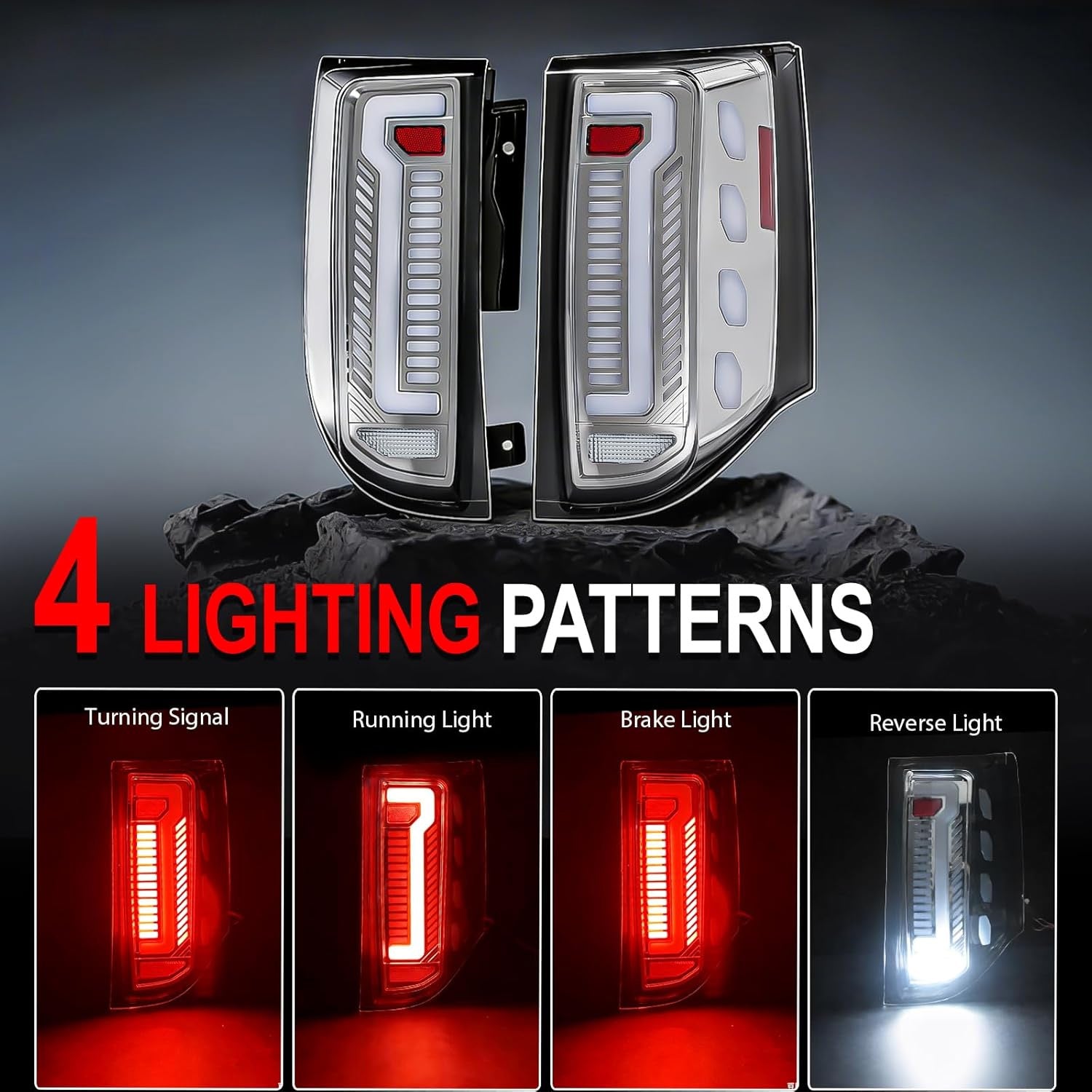 OKSIWA Transparent Sequential Full Led Tail Light Fit for 2011-2020 Dodge Grand Caravan & Ram C/V Starting Animated, Dynamic Turn Signal Lights, Reverse Lights, Brake Lights, Rear Lights Assembly
