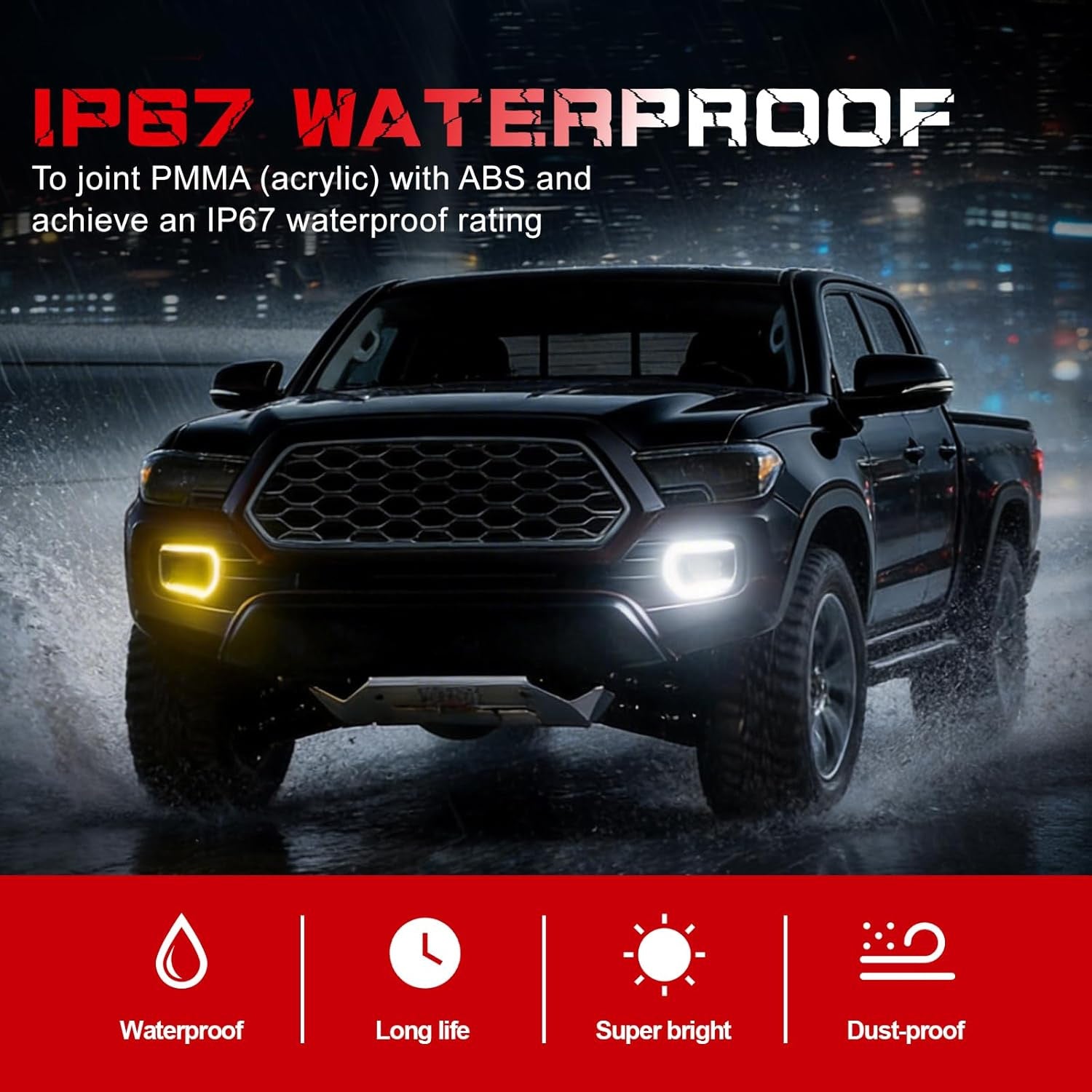 Animated Sequential White/Amber LED DRL Fog Lights Smoked for 2016-2023 Toyota Tacoma Plug & Play 1 Pair-6