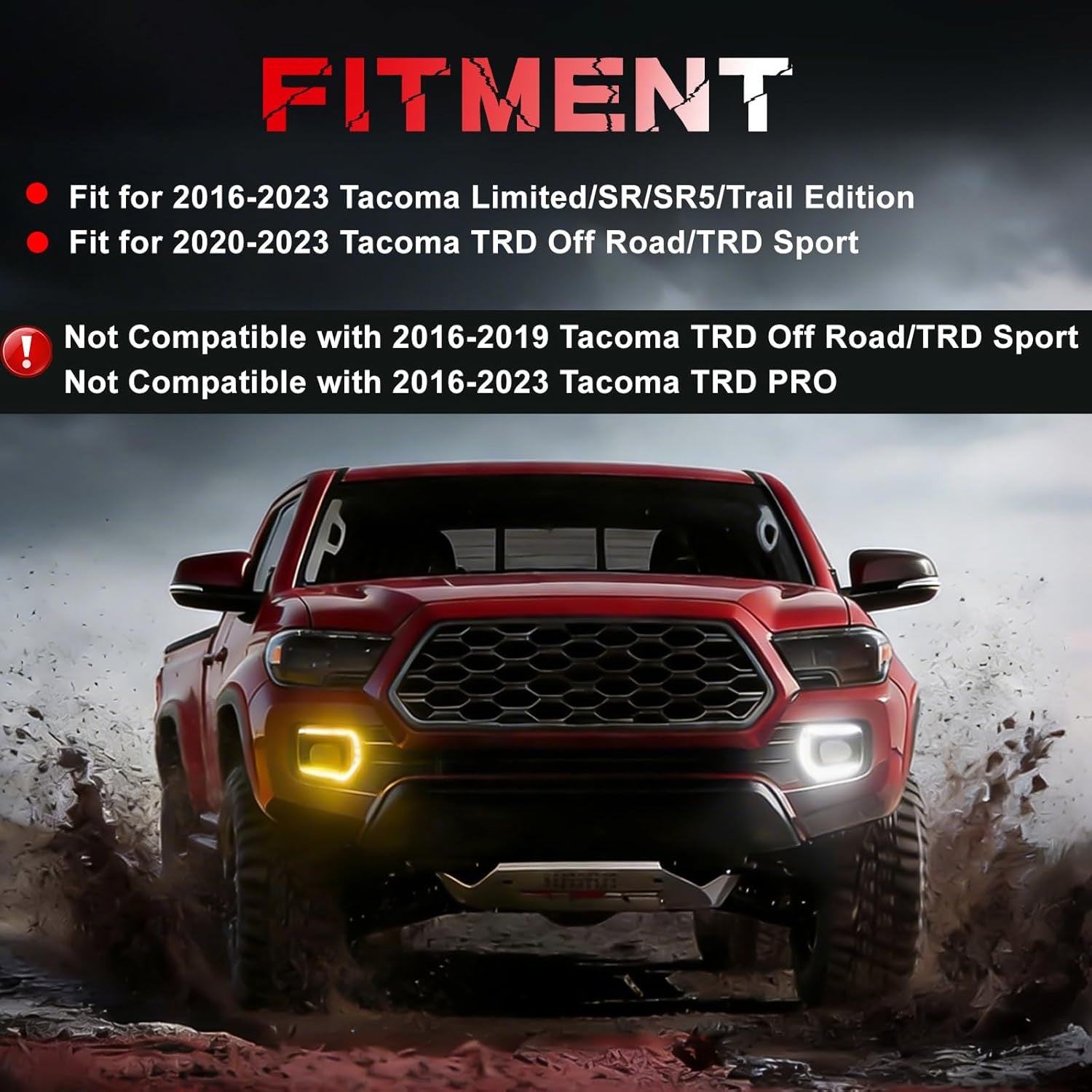 Animated Sequential White/Amber LED DRL Fog Lights Smoked for 2016-2023 Toyota Tacoma Plug & Play 1 Pair-3