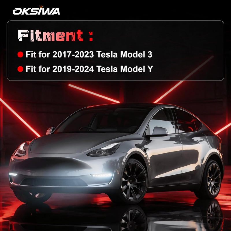 OKSIWA Sequential LED Daytime Running Lights For 2017-2023 Tesla Model 3,2020-2023 Model Y, Unique Design Dual-Colors DRL With Starting Animated Dynamic Amber Turn Signal led fog lights for tesla-3