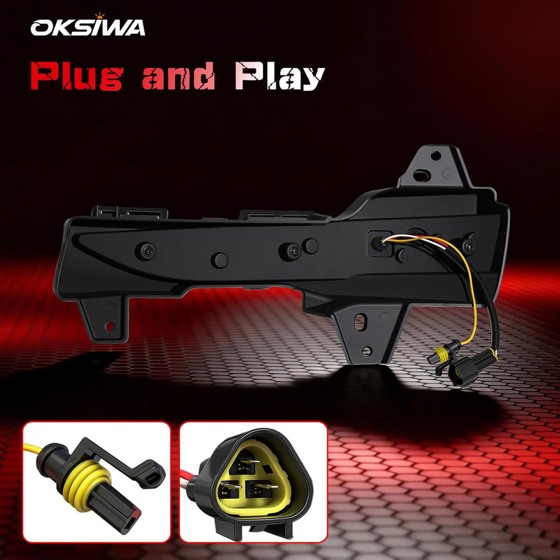 OKSIWA Sequential LED Daytime Running Lights For 2017-2023 Tesla Model 3,2020-2023 Model Y, Unique Design Dual-Colors DRL With Starting Animated Dynamic Amber Turn Signal led fog lights for tesla-4