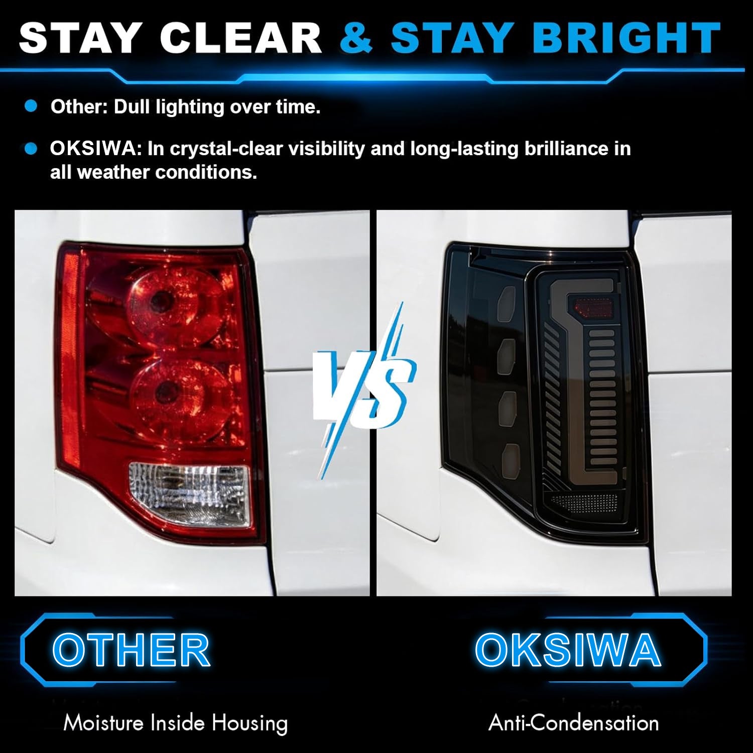 OKSIWA Sequential LED Tail Lights Kit for 2011-2020 Dodge Grand Caravan, LED Rear Lights Assembly with Start-Up Animation, Dynamic Turn Signals, Brake Light,Reverse Light -Smoked-6