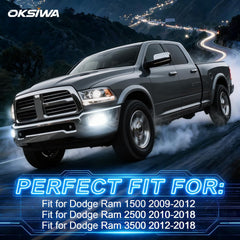 OKSIWA LED Fog Lights Assembly Fit for Ram 1500 2009-2012,Dodge Ram 2500 2010-2018,Dodge Ram 3500 2012-2018 Replacement For Original Truck Bumper Fog Lamps Replacement,DOT Certified- 1Pair-3