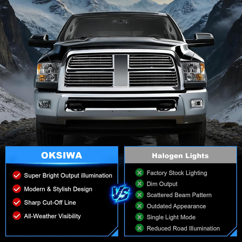 OKSIWA LED Fog Lights Assembly Fit for Ram 1500 2009-2012,Dodge Ram 2500 2010-2018,Dodge Ram 3500 2012-2018 Replacement For Original Truck Bumper Fog Lamps Replacement,DOT Certified- 1Pair-6