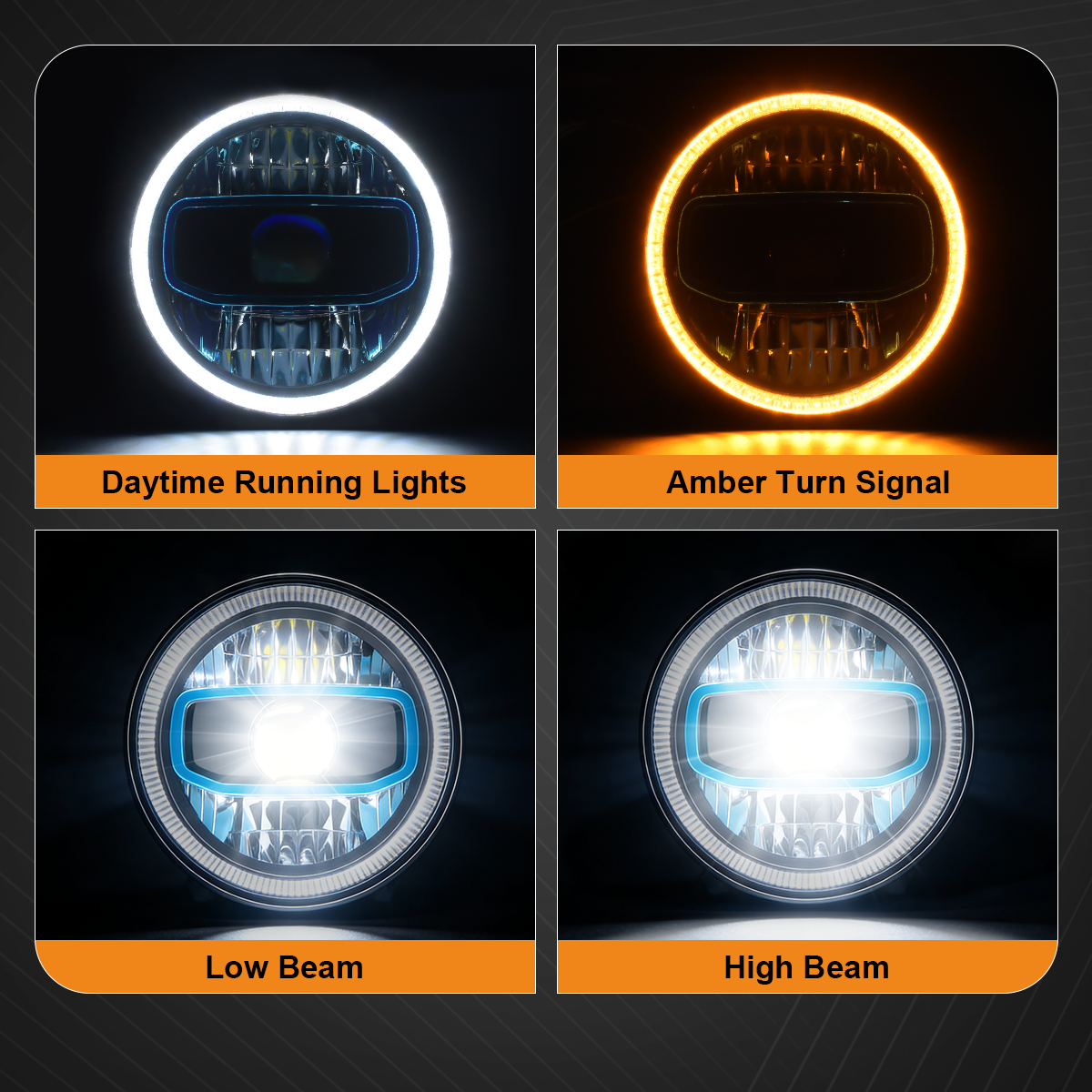 OKSIWA LED Headlights,Compatible with 1997-2018 Jeep Wrangler JK JKU LJ CJ Sahara Sport Rubicon,7" Round Headlamp,High&Low Beam,Plug and Play