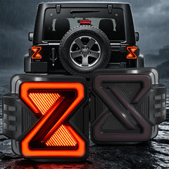 LED Tail Lights with Start-Up Animation for 2007-2018 Jeep Wrangler JK JKU Smoked Lens Plug & Play-1