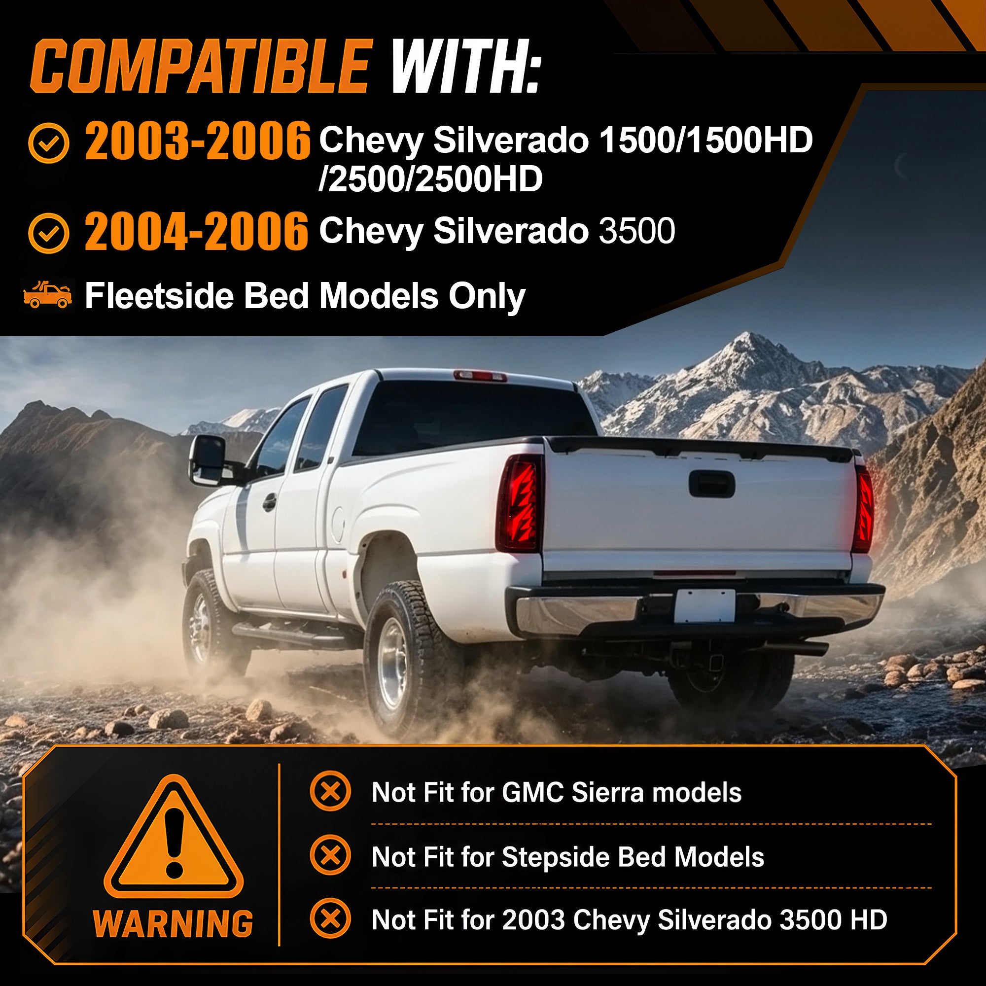 Sequential Smoked LED Tail Lights with Startup Animation for 2003-2006 Chevy Silverado Plug & Play Waterproof-3
