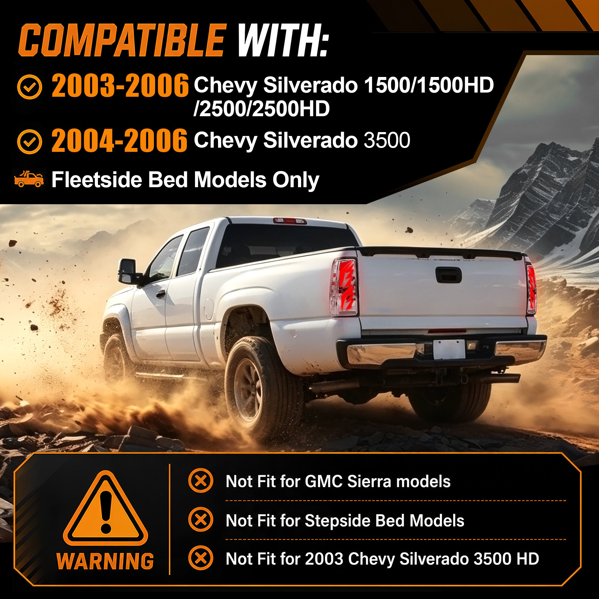 Sequential Clear LED Tail Lights with Startup Animation for 2003-2006 Chevy Silverado Plug & Play Waterproof-3