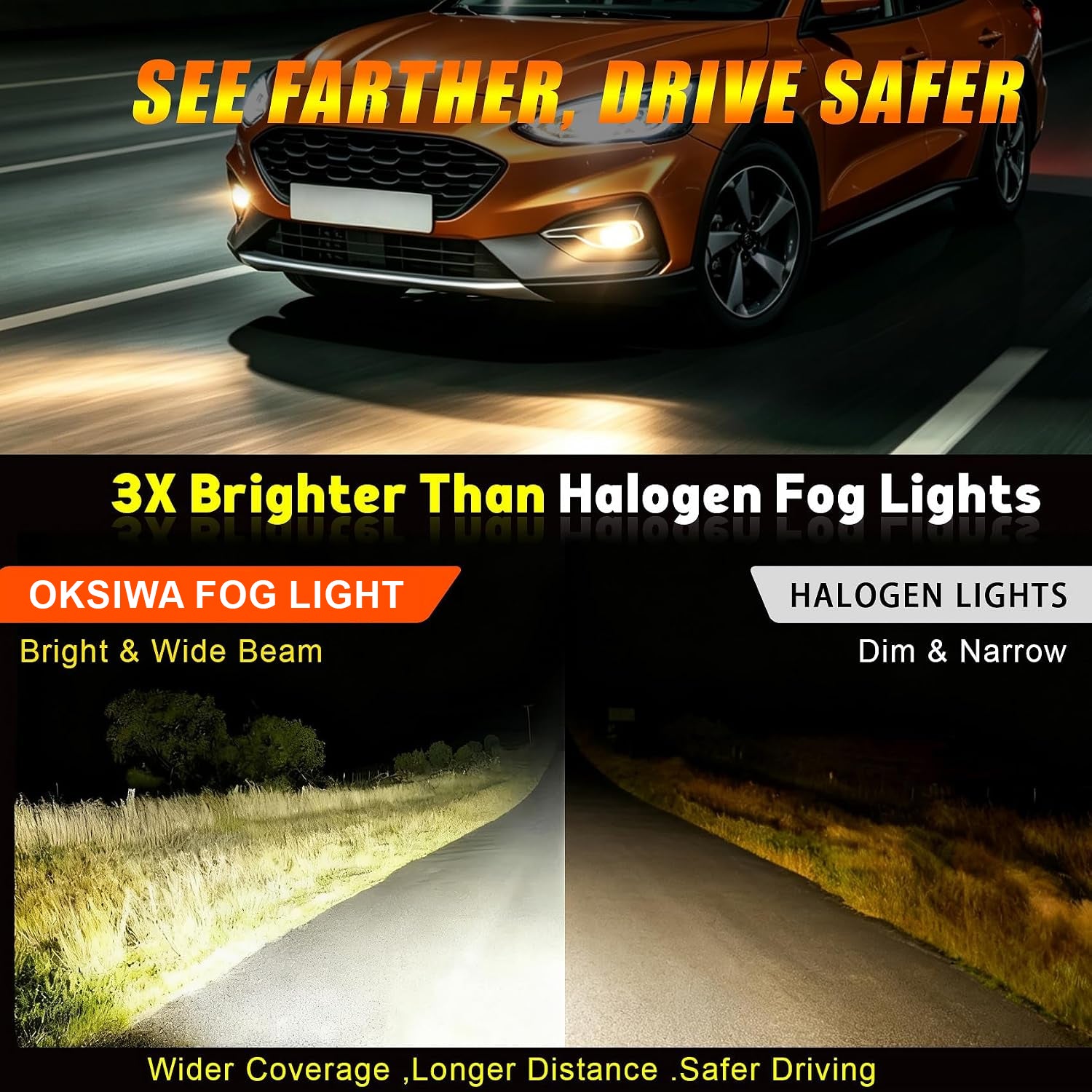 DOT Approved Fog Light for 2011–2014 Ford Explorer, 2008–2014 Ford Focus & 2006–2014 Ford Mustang, 1 Pair-5