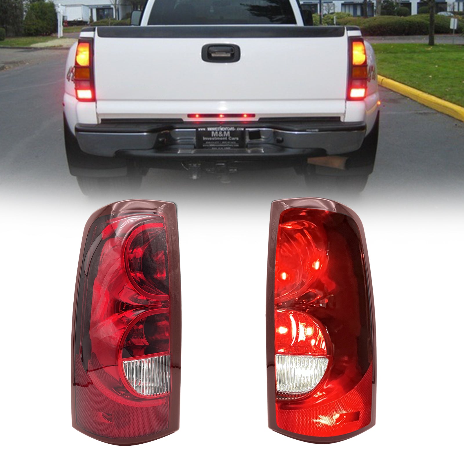 For 2003-2006 Chevy Silverado 1500 2500 3500 HD Tail Lights Rear Brake Lamps Red